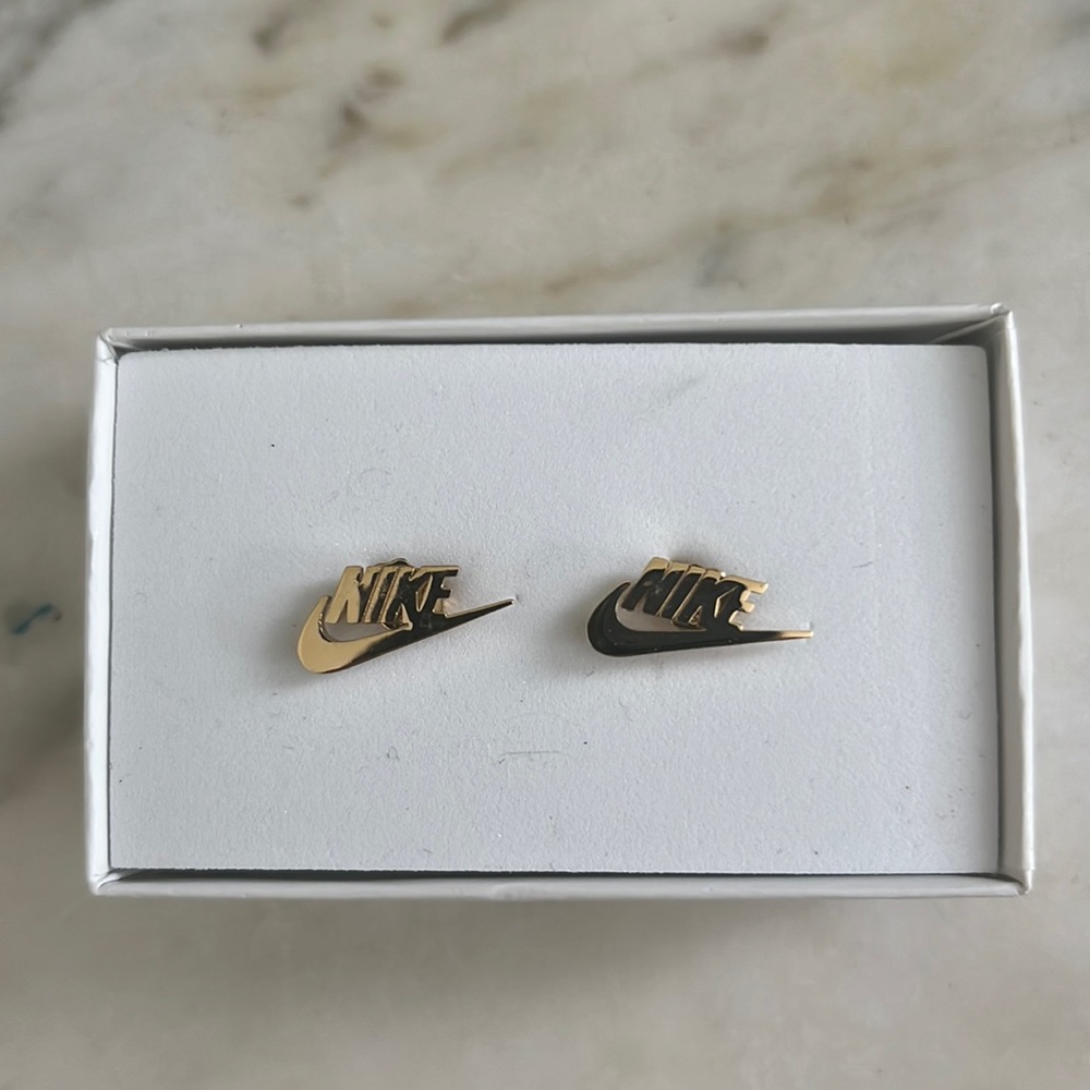Gold plated Nike Swoosh earring studs